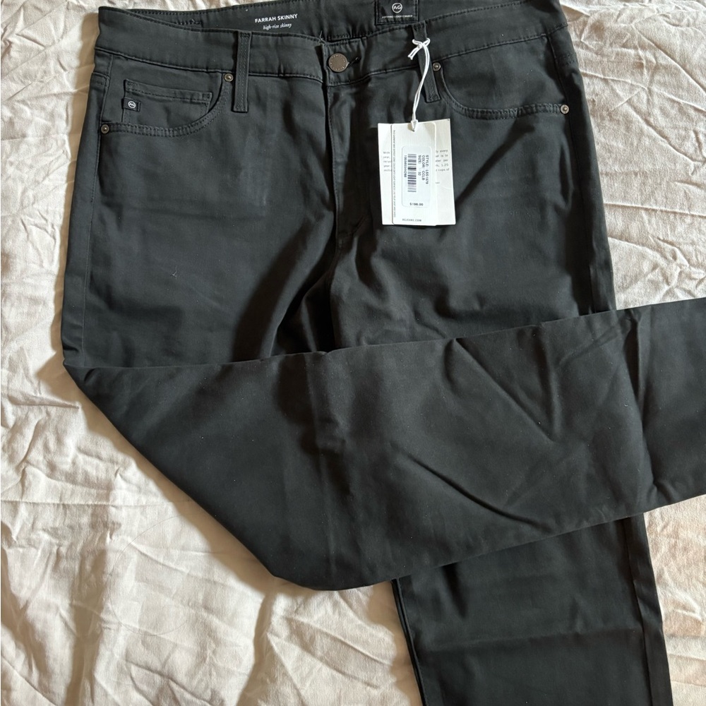 AG Mid-Rise Skinny Pants, Size 32/XL, Charcoal Black, New with Tag